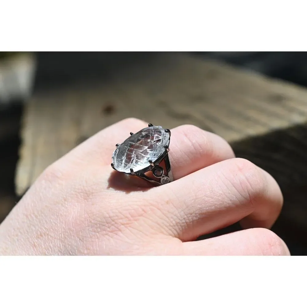 26 carat quartz ring, solitaire size 8